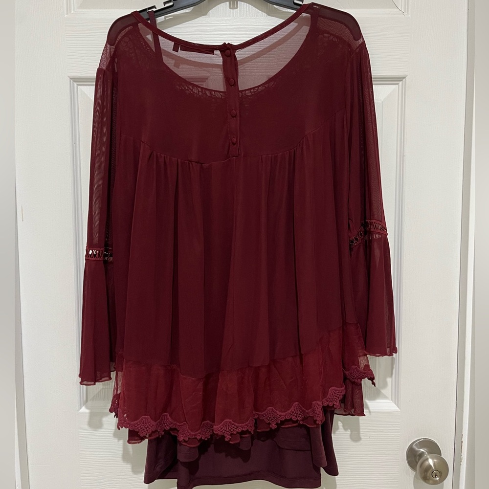 Womens Clothes 4 Piece Bundle Andree by Unit Bell Sleeve Embroidered Top Size 1X - Picture 4 of 16